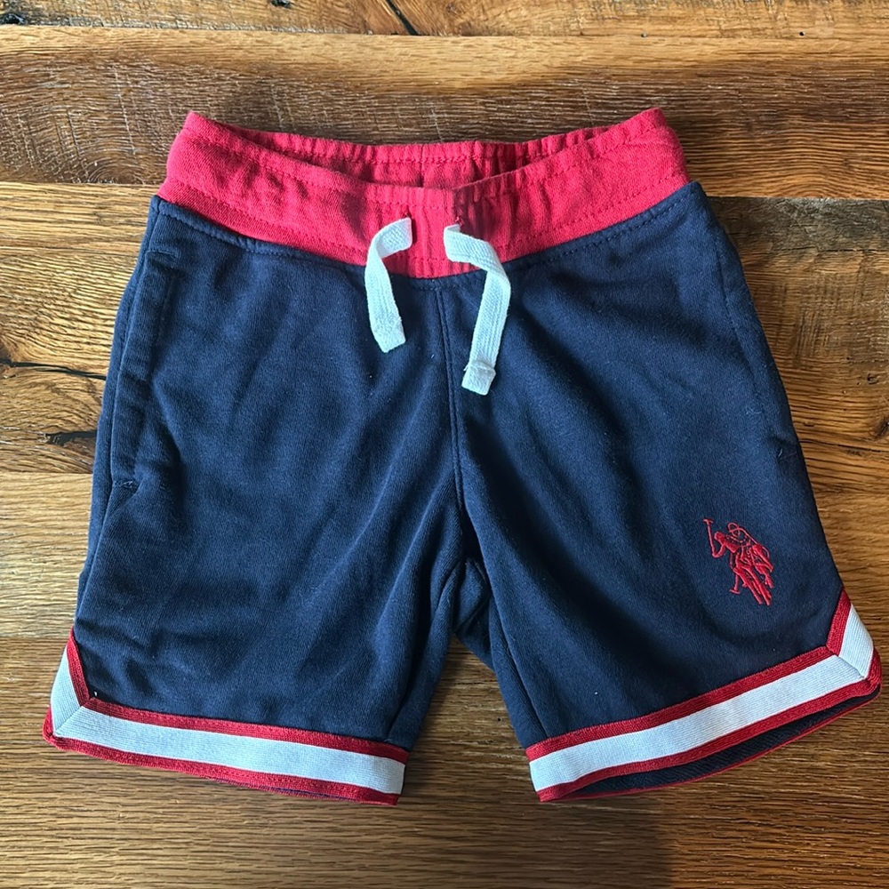 U.S. Polo Assn. Boys Navy Knit Shorts With Drawstring & Elastic Waist size 4-5